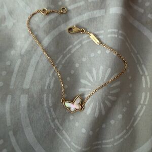 Van Cleef & Arpels Gold and Mother of Pearl Butterfly Bracelet